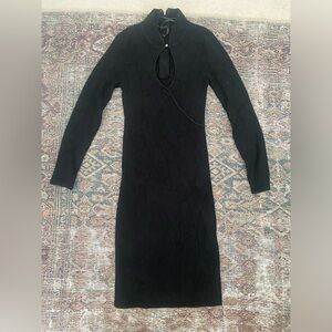 *NEW* Bebe Black Ribbed Sweater Dress with front Cutoff